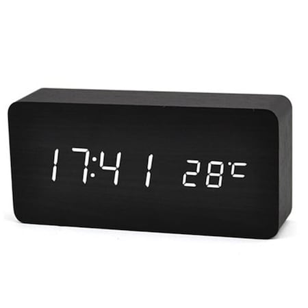 Wooden Alarm Digital Desk Clock- White